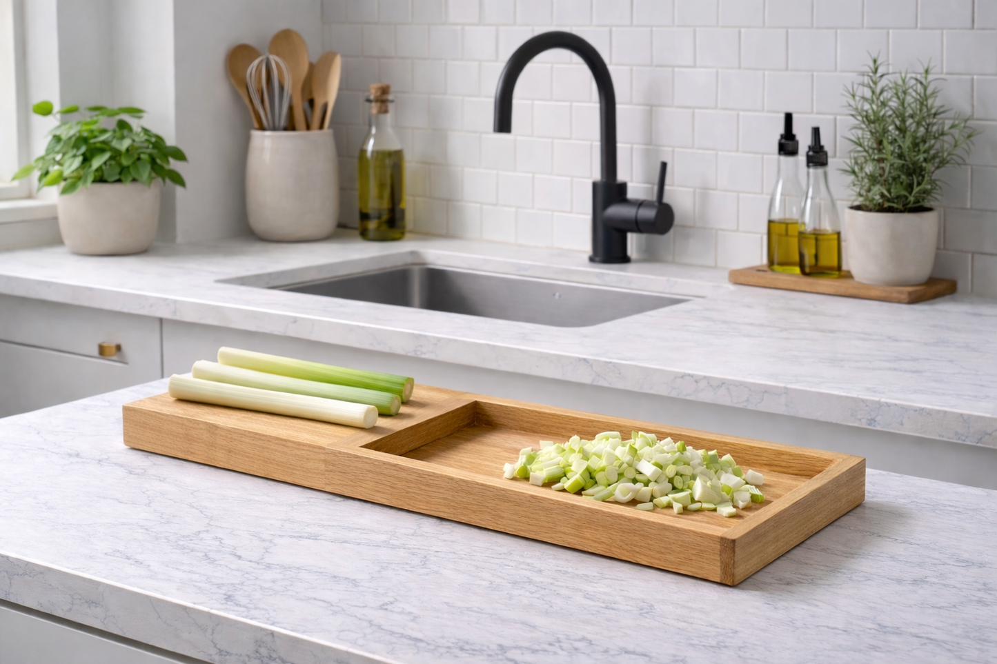 Snijplank met opvangbak